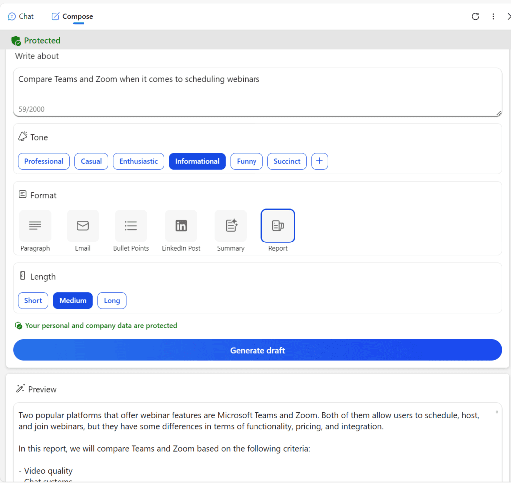 Compose Tab in Edge When Logged in a Work Account