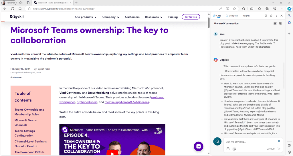 Using Copilot to Create Social Media Posts